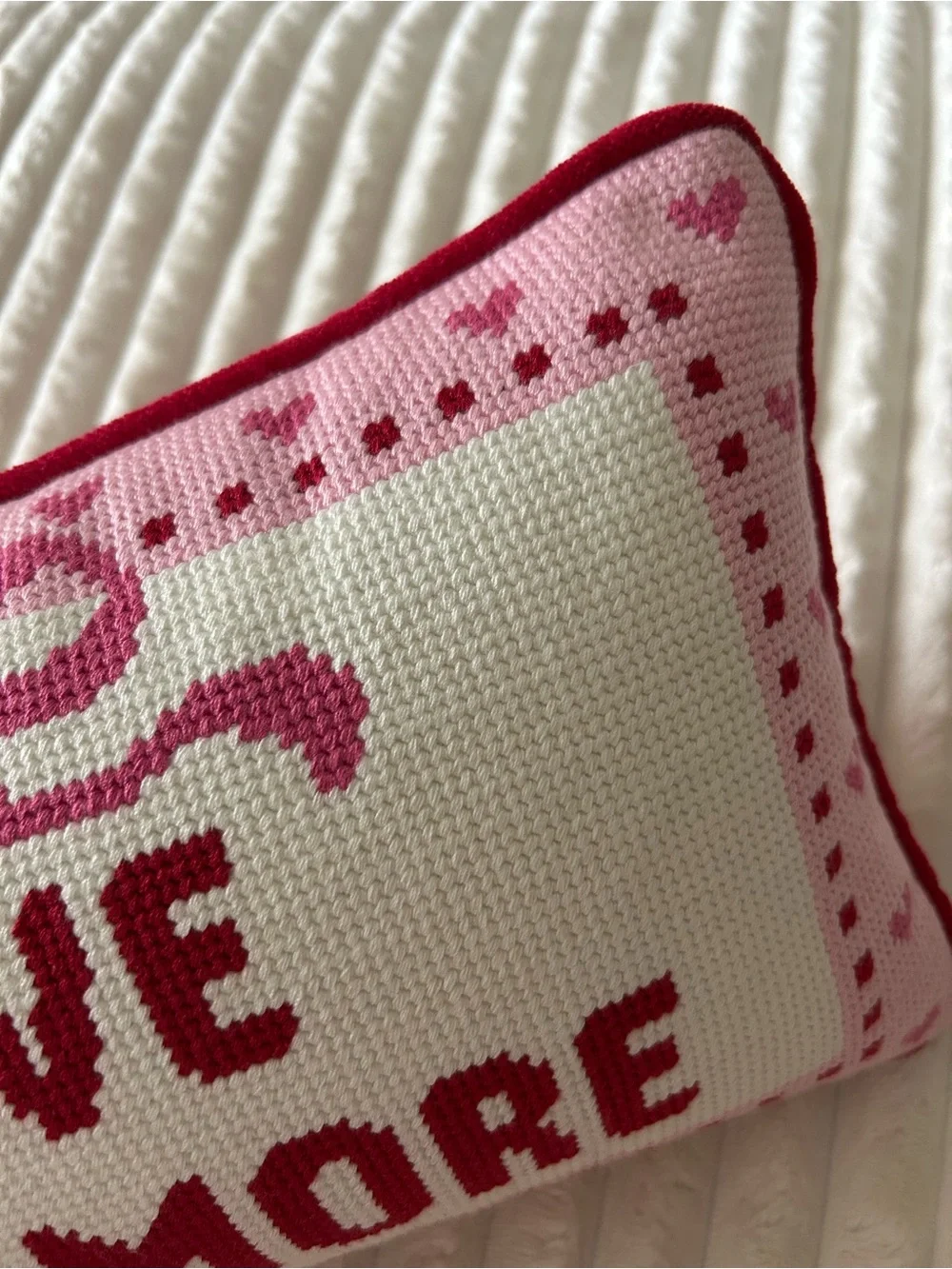 New LOVE YOU MORE needlepoint pillow